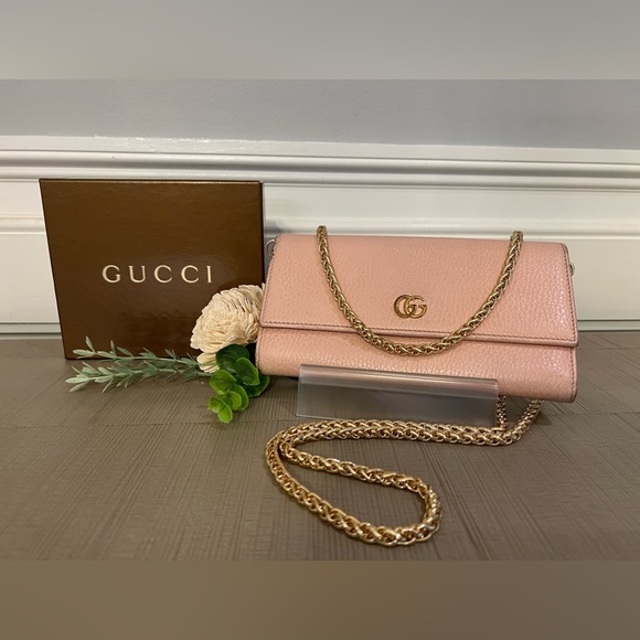 Gucci Handbags - Gucci Pink Marmont Long Wallet on Chain w/insert